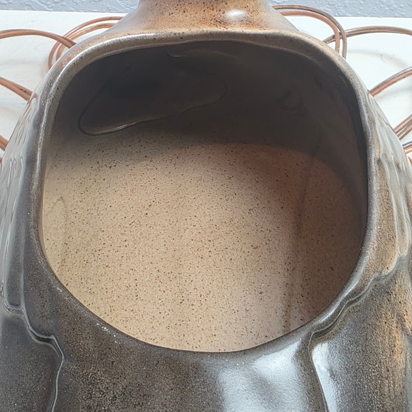 Vintage Ceramic Duck Planter Brown Black Speckled Glaze Rustic Cabin Decor - Picture 11 of 13